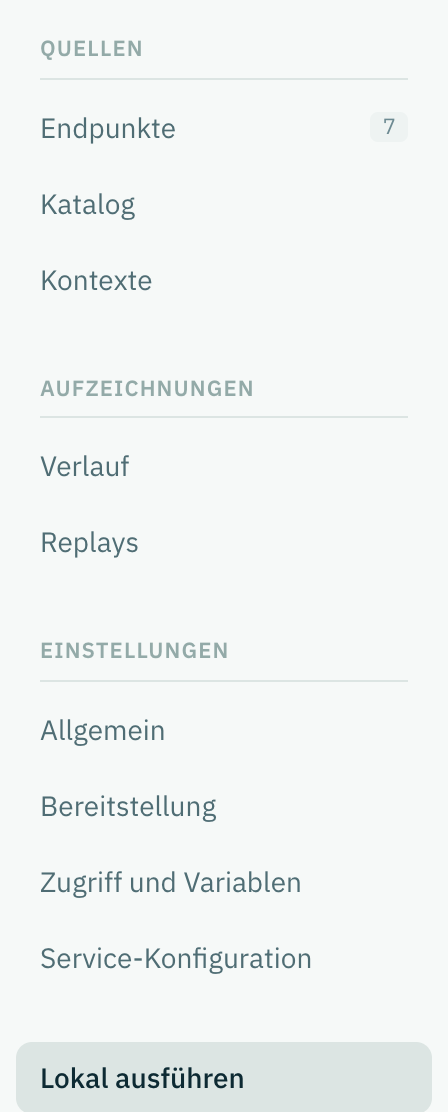 Die Seitenleiste der Simulation mit Lokal ausführen unten