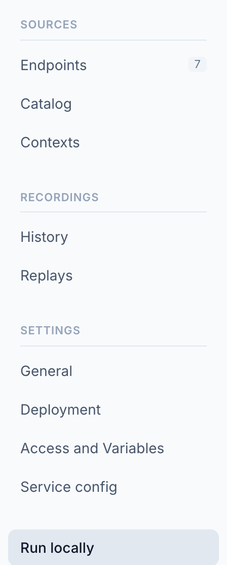 The simulation sidebar with Run locally at the bottom