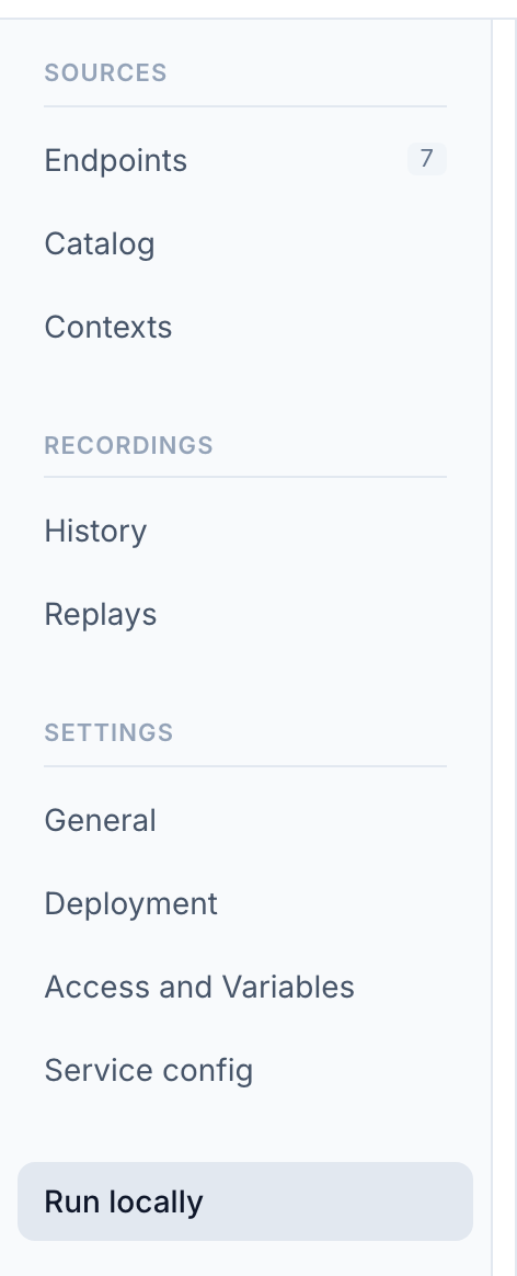 The simulation sidebar with Run locally at the bottom