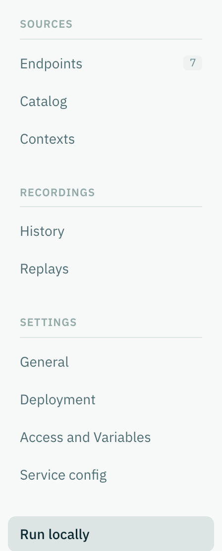 The simulation sidebar with Run locally at the bottom