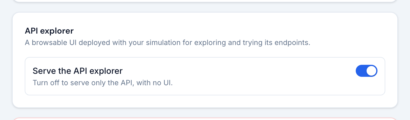 The API explorer card under General with the Serve the API explorer toggle on