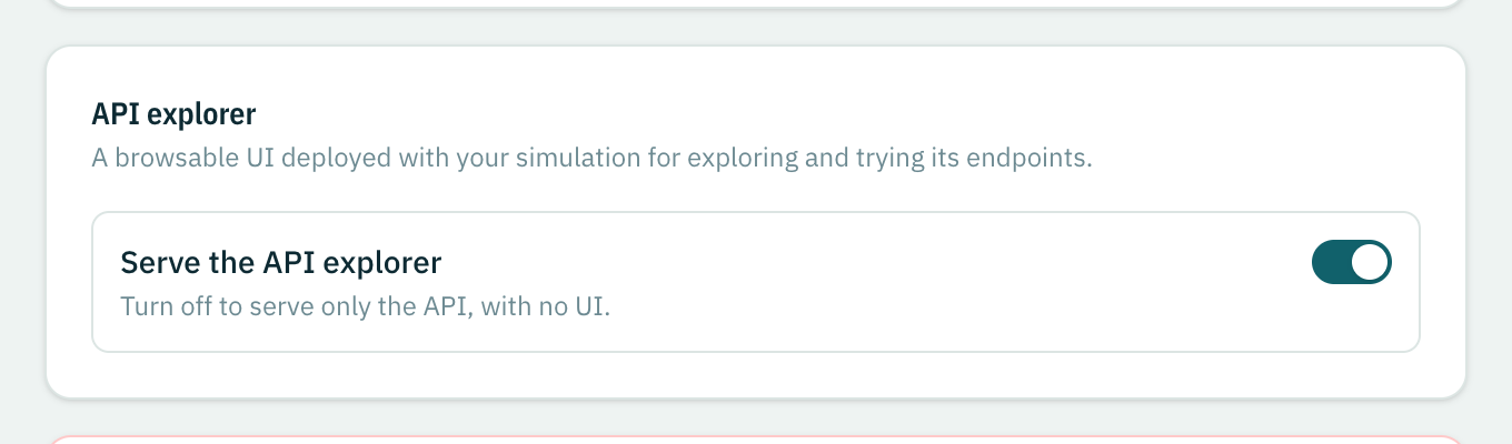 The API explorer card under General with the Serve the API explorer toggle on