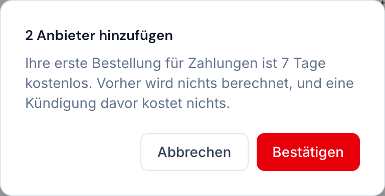 Die Bestätigung, bevor etwas berechnet wird.