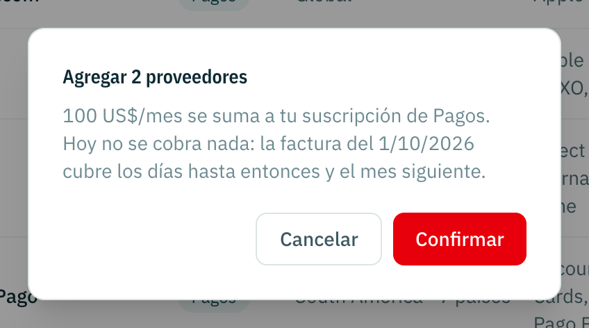 La confirmación antes de que se cobre nada.