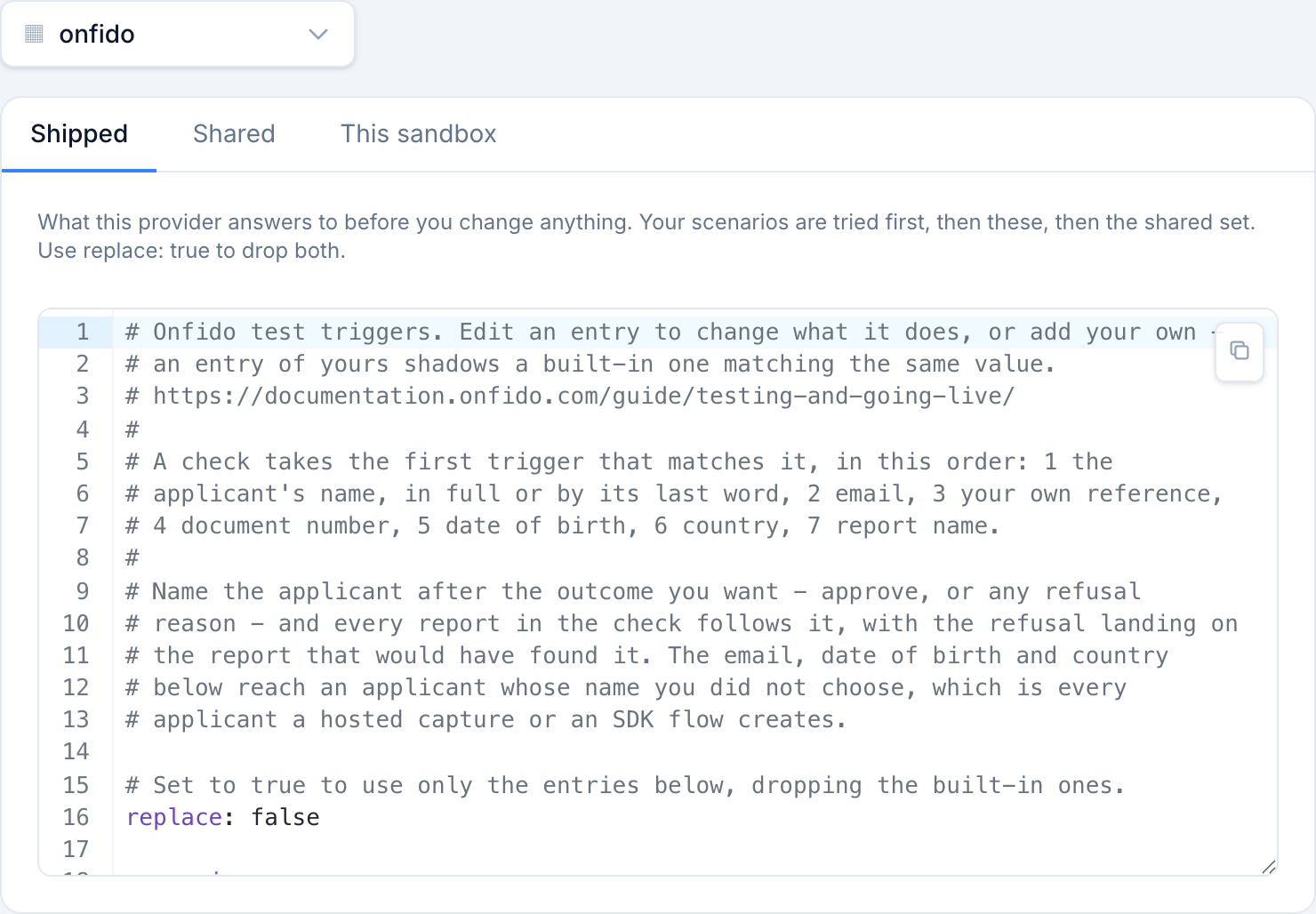 The Shipped tab: what one identity provider answers to before you change anything.