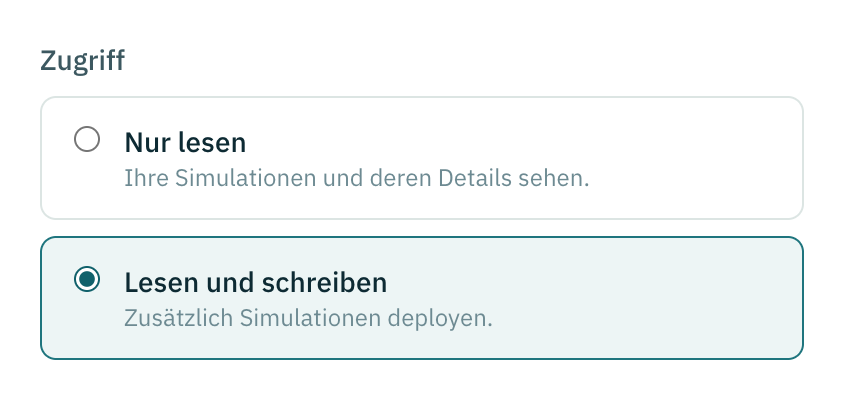 Die Zugriffsauswahl, mit Lesen und schreiben statt Nur lesen gewählt.