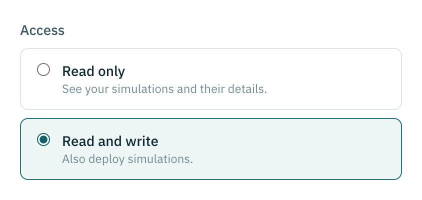The access choice, with Read and write selected over Read only.