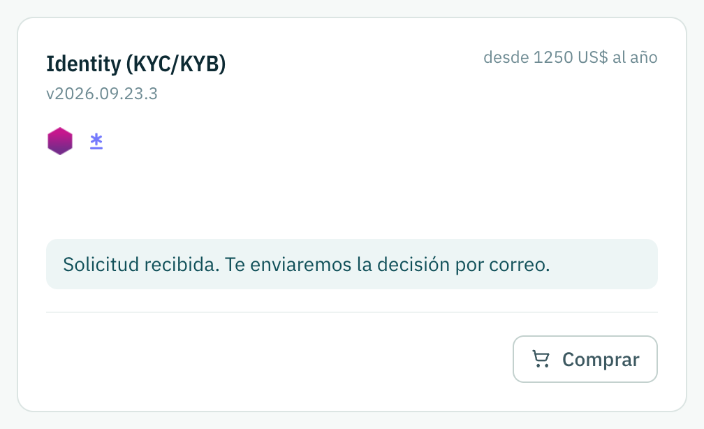 La tarjeta de Identidad con el pedido de prueba enviado: el pedido está recibido y la decisión llega por correo.